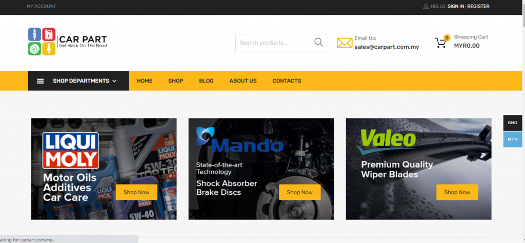 Online store of car parts and accessories.