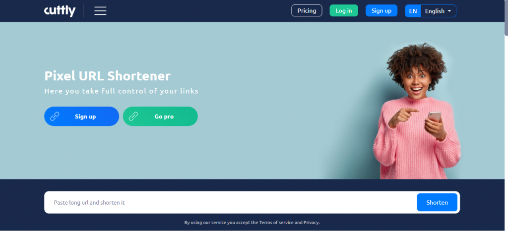 URL shortening and custom call to action SaaS.