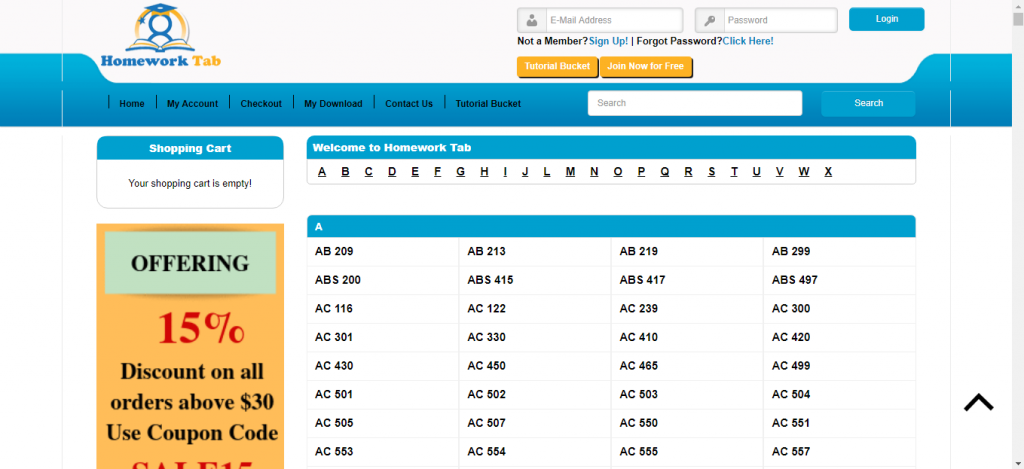 Homeworktab is an online store to sell academic courses.
